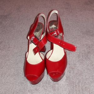 Red Patten leather Michael Kors heels/New